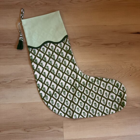 Handmade Festive Block Print Christmas Stockings, Set of 3 - Picture 3 of 8